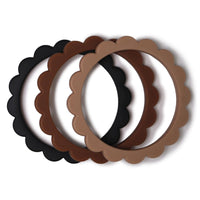 Flower Teething Bracelet 3-Pack (Black/Natural/Caramel) Mushie Lil Tulips
