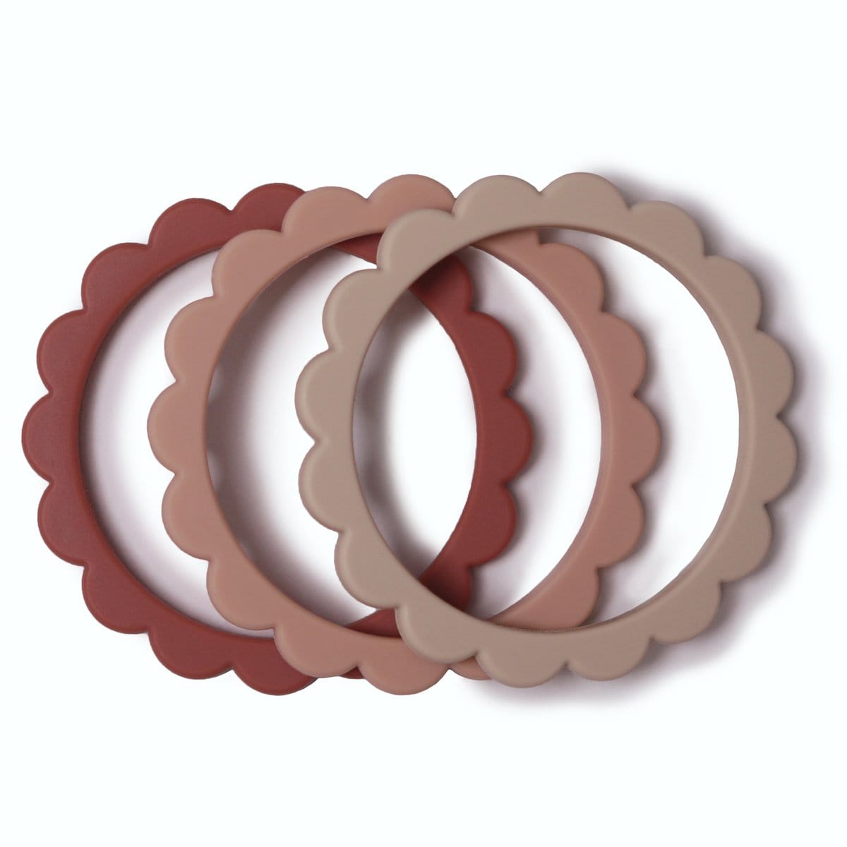 Flower Teething Bracelet 3-Pack (Rose/Blush/Shifting Sand) Mushie Lil Tulips