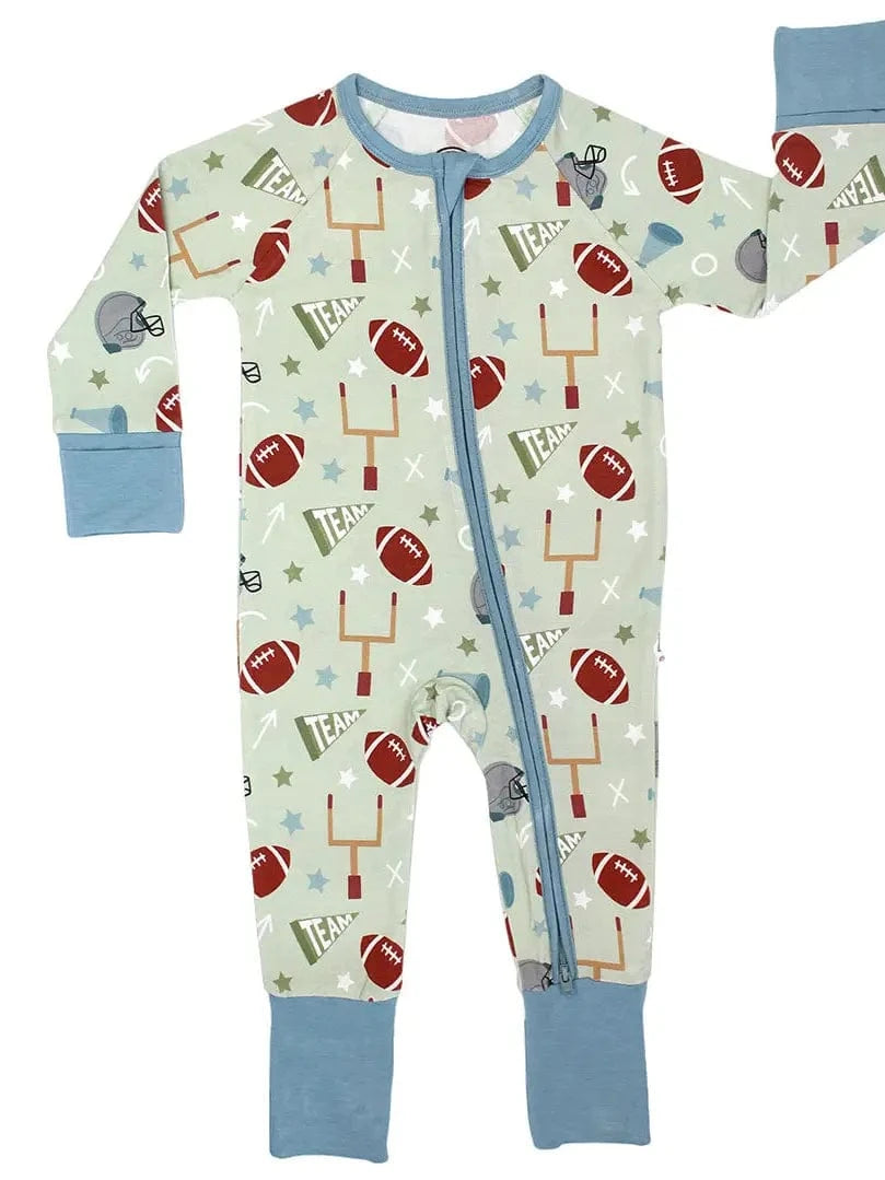 Football Game Day Boys Bamboo Convertible Baby Pajamas Emerson and Friends Lil Tulips
