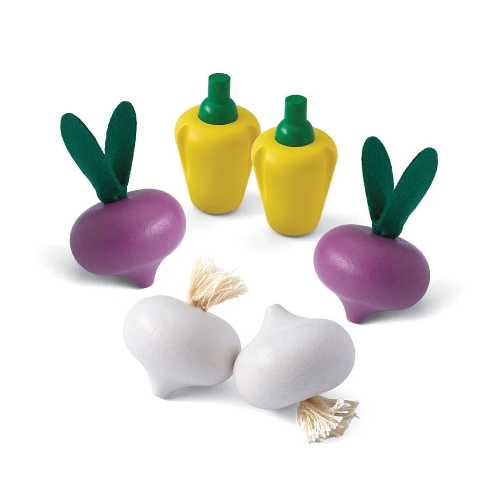 Fresh Produce Set C (Red Radishes, Garlics & Yellow Bell Peppers) Plan Toys Toys Lil Tulips