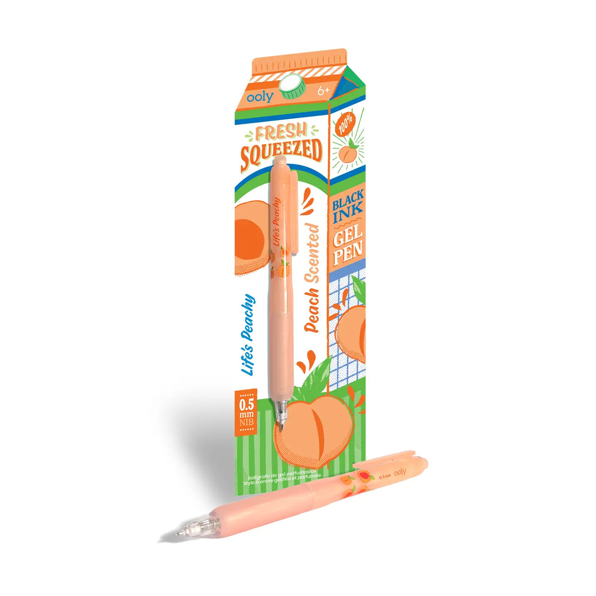 Fresh Squeezed Black Ink Scented Gel Pen - Peach OOLY Lil Tulips