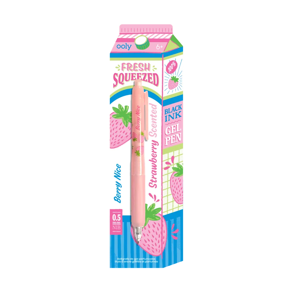 Fresh Squeezed Black Ink Scented Gel Pen - Strawberry OOLY Lil Tulips