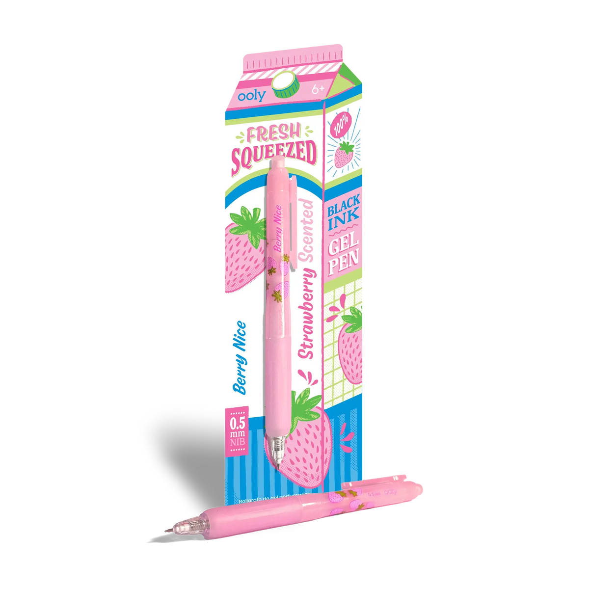 Fresh Squeezed Black Ink Scented Gel Pen - Strawberry OOLY Lil Tulips