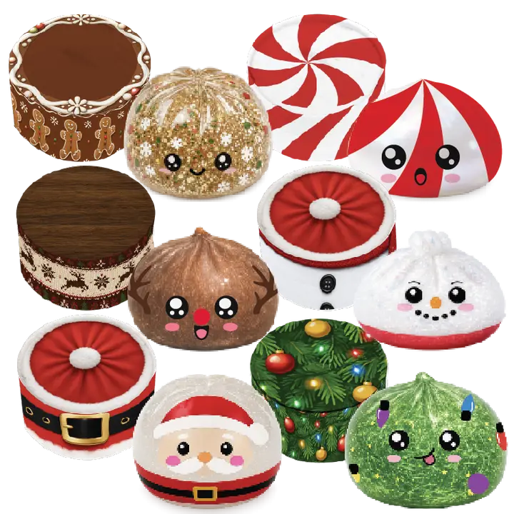 Fun Doh Christmas Dumpling Squishy Toy -  Colors/Styles Vary Novelty Brands Lil Tulips