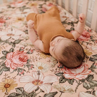 Garden Floral Crib Sheet - Rose Pink Mini Wander Lil Tulips