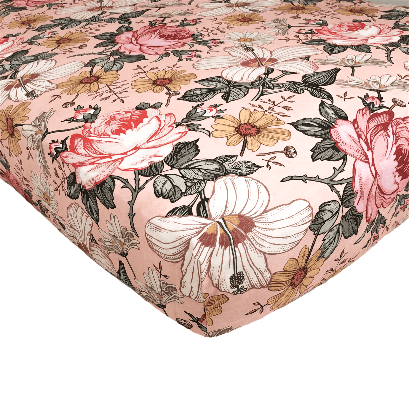 Garden Floral Crib Sheet - Rose Pink Mini Wander Lil Tulips
