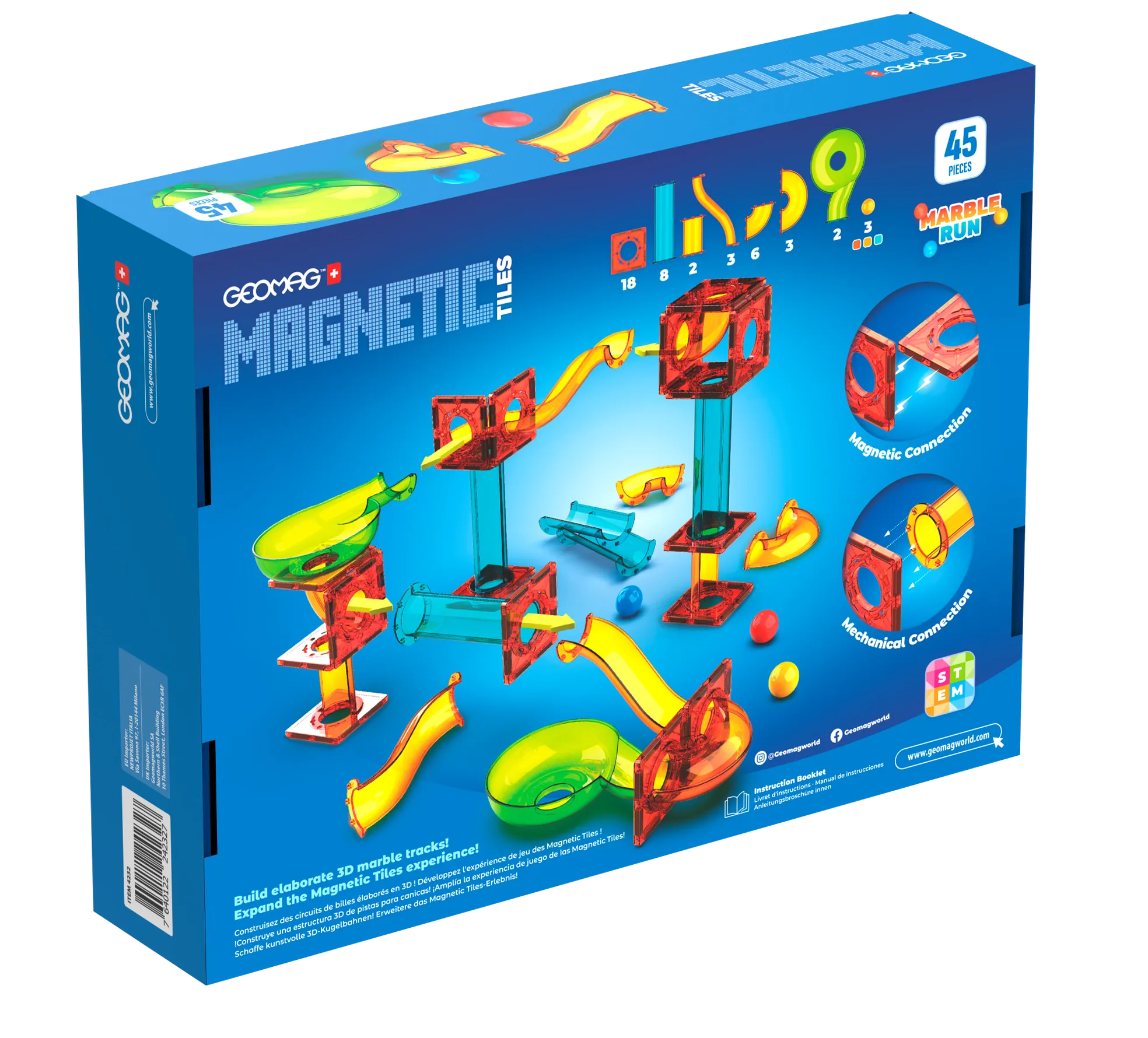 Geomag Magnetic Tiles Marble Run 45 pcs Geomagworld USA, Inc. Lil Tulips