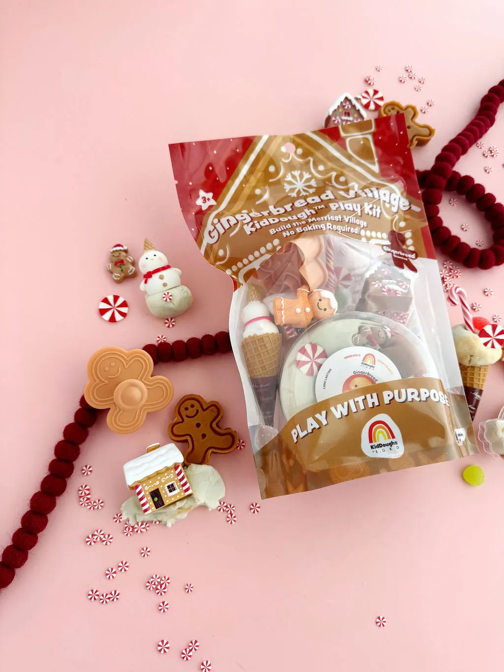 Gingerbread Village Kiddough Play Kit Earth Grown KidDoughs Lil Tulips