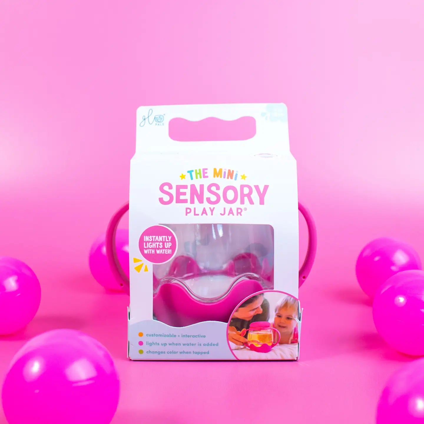 Glo Pals Mini Sensory Jar and Silicone Fun Filler Bundle - Pink Glo Pals Lil Tulips
