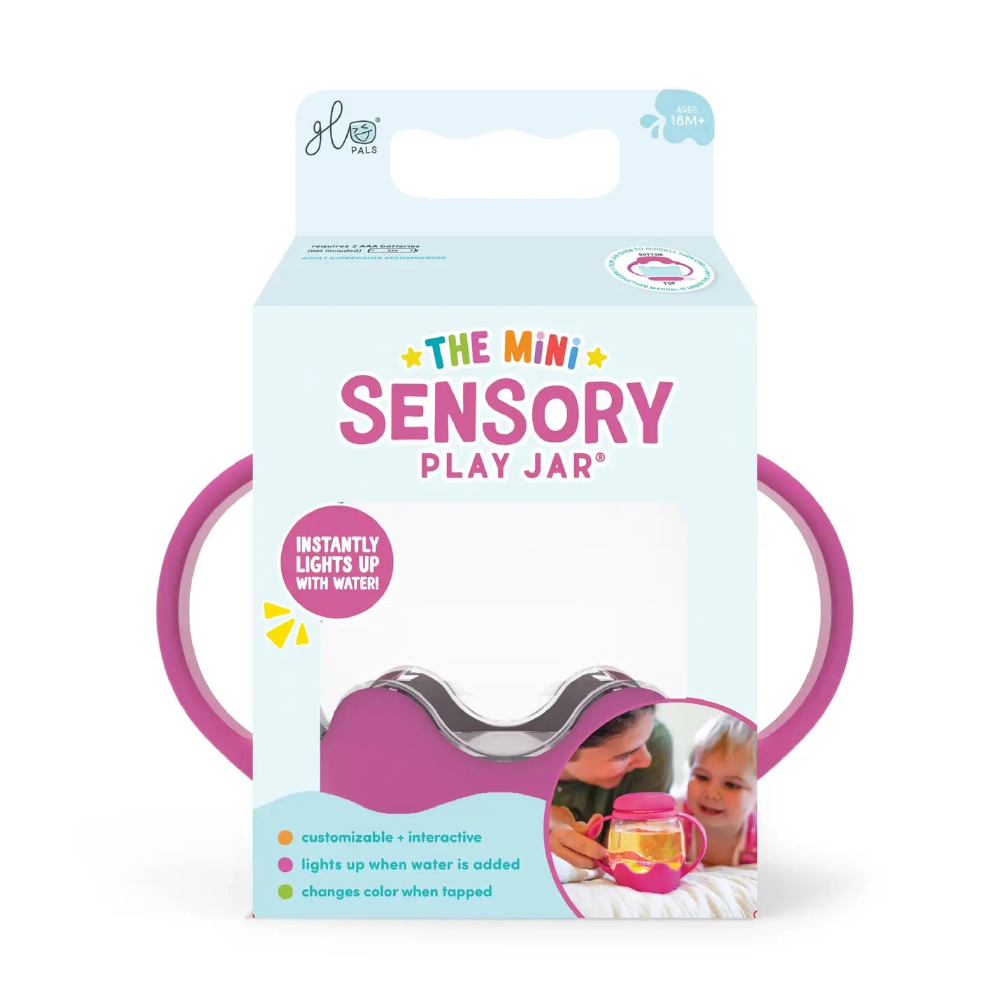 Glo Pals Mini Sensory Jar and Silicone Fun Filler Bundle - Pink Glo Pals Lil Tulips