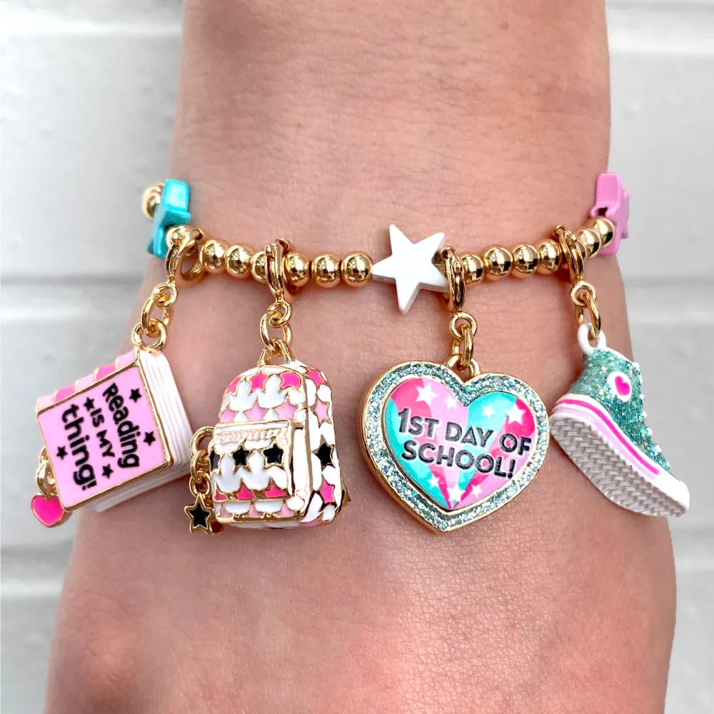 Gold Glitter First Day of School Charm Charm It! Lil Tulips