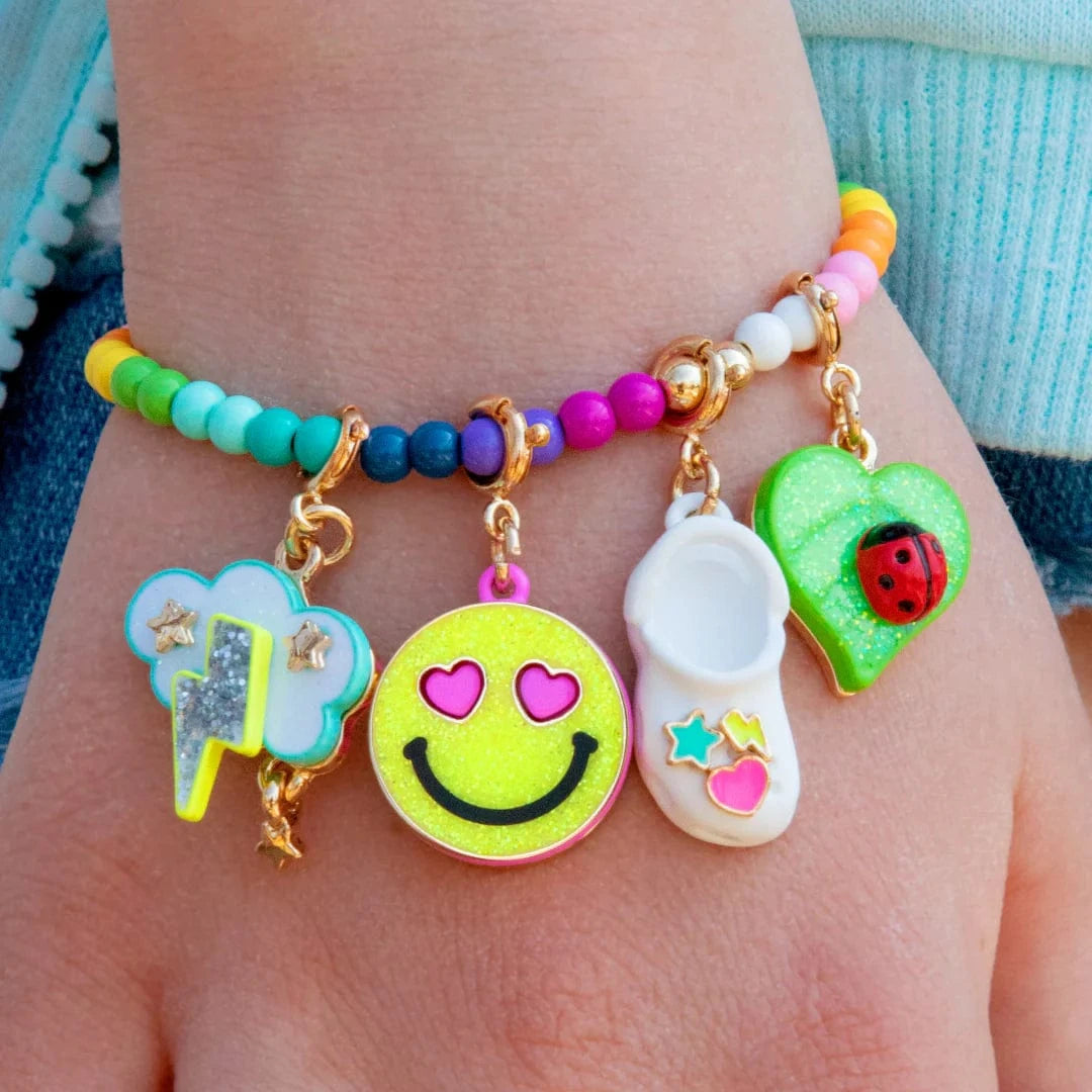 Gold Glitter Smiley Face Charm Charm It! Bracelets Lil Tulips