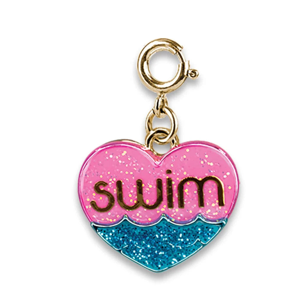 Gold Glitter Swim Heart Charm Charm It! Bracelets Lil Tulips