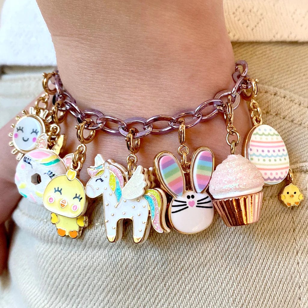 Gold Pink Glitter Cupcake Charm Charm It! Bracelets Lil Tulips