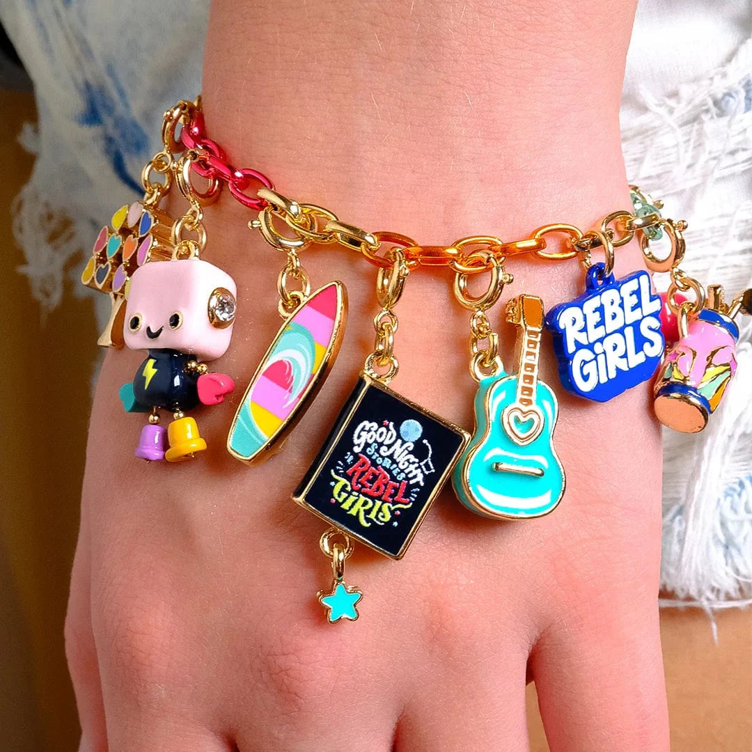 Gold Rebel Girls Surfboard Charm Charm It! Bracelets Lil Tulips
