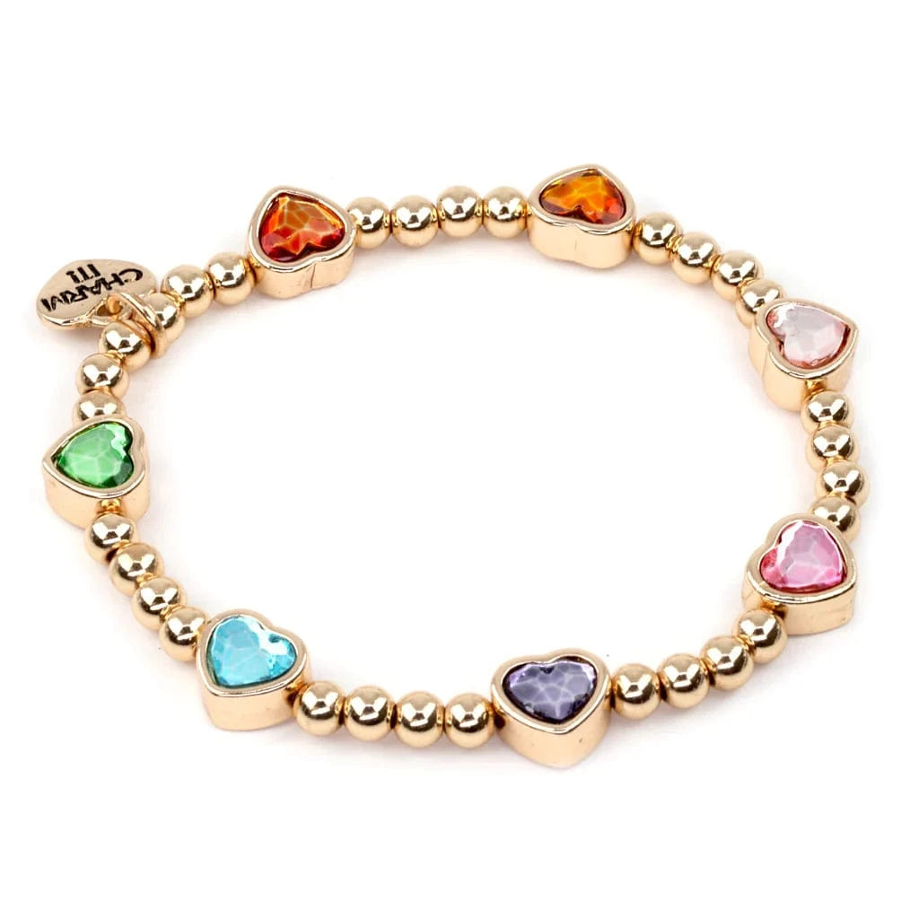 Gold Sparkle Heart Stretch Bead Bracelet Charm It! Bracelets Lil Tulips