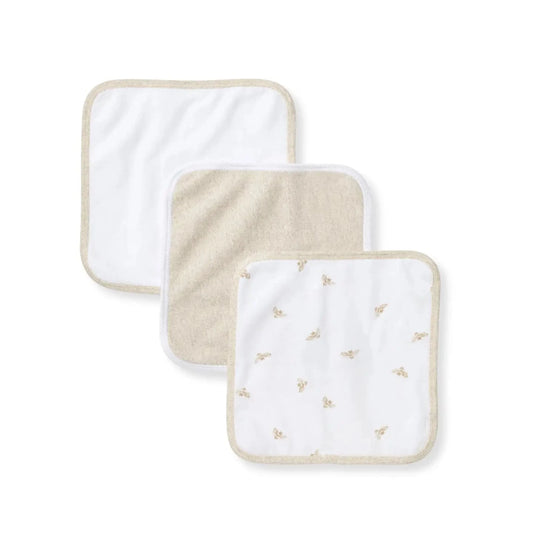 Golden Bee Knit Terry Washcloths 3 Pack Burt's Bees Baby Lil Tulips