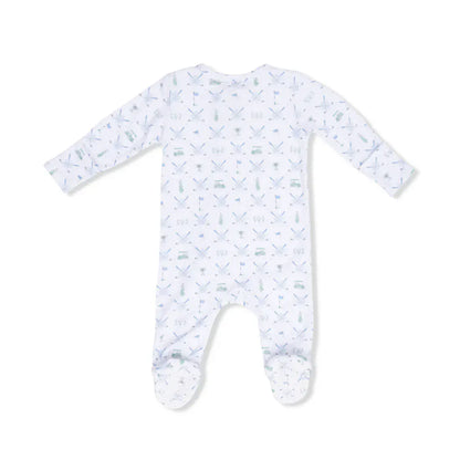 Golf Trellis Blue - 2 Way Zipper Footie Angel Dear Lil Tulips