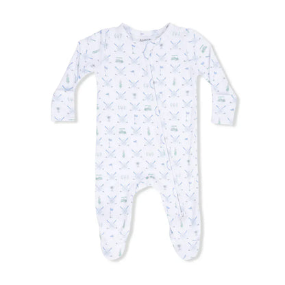 Golf Trellis Blue - 2 Way Zipper Footie Angel Dear Lil Tulips