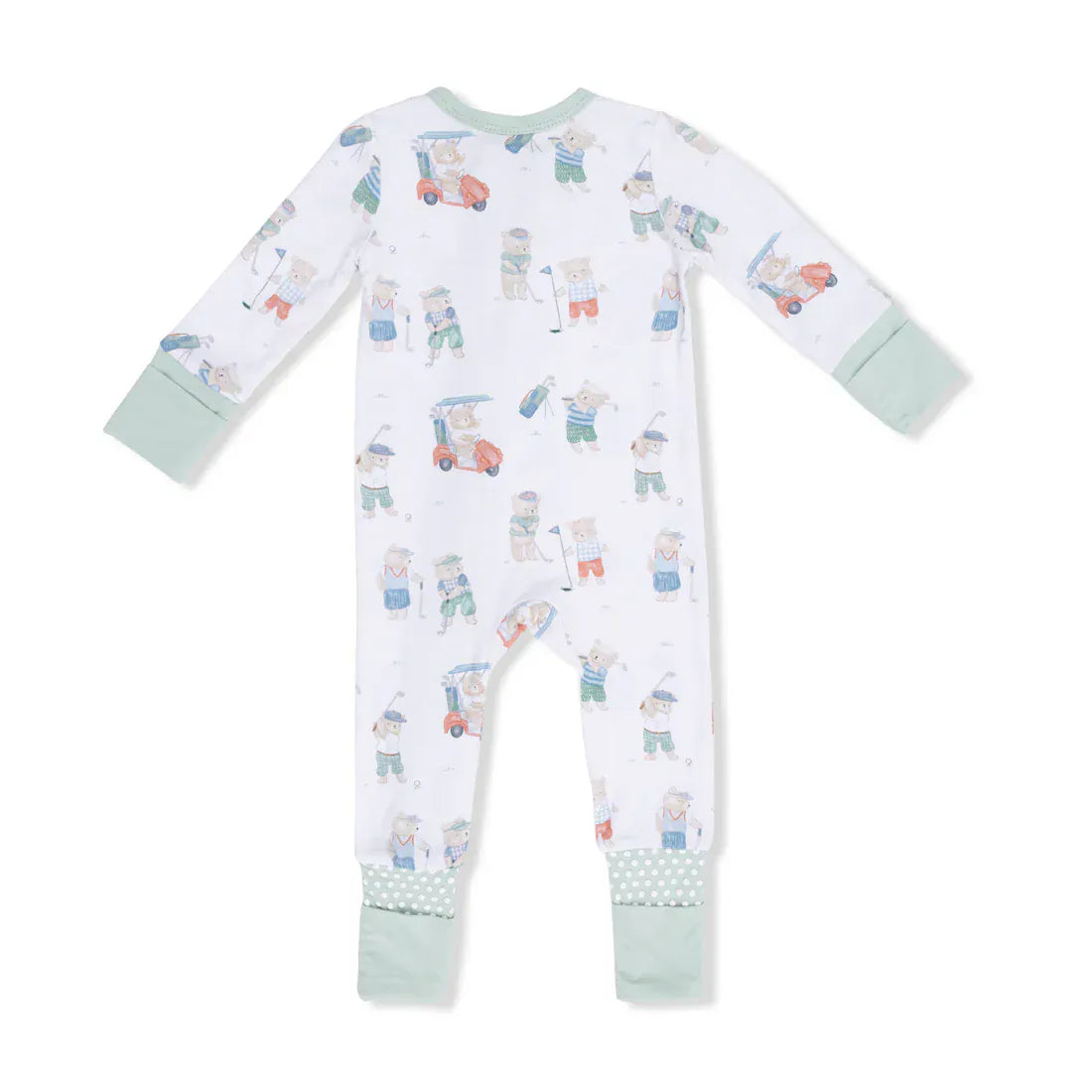 Golfing Teddy Bears - 2 Way Zipper Romper Angel Dear Lil Tulips