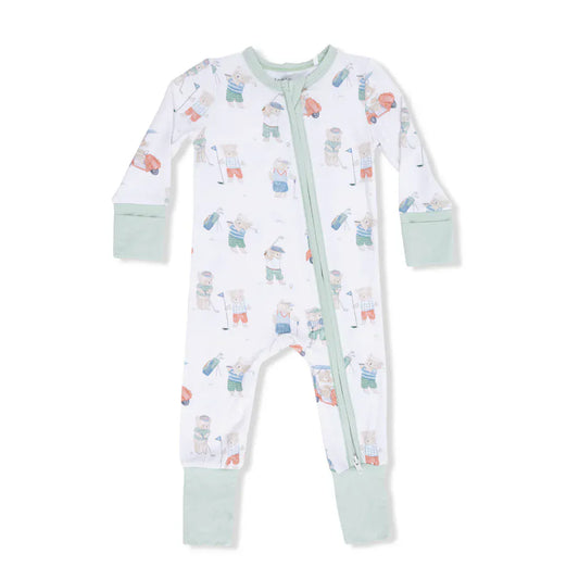 Golfing Teddy Bears - 2 Way Zipper Romper Angel Dear Lil Tulips