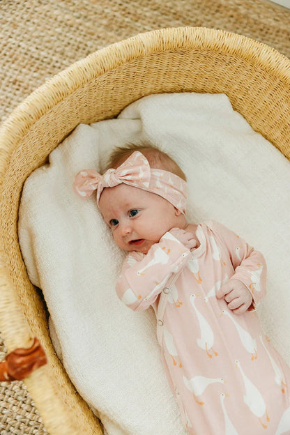 Goosie Knit Headband Bow Copper Pearl Lil Tulips