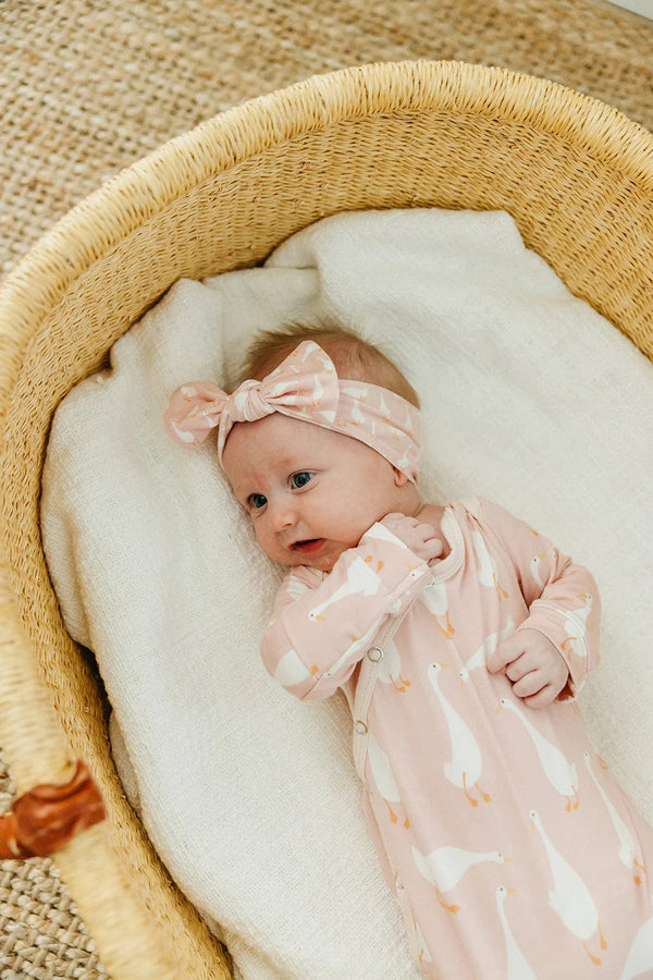 Goosie Knit Headband Bow Copper Pearl Lil Tulips