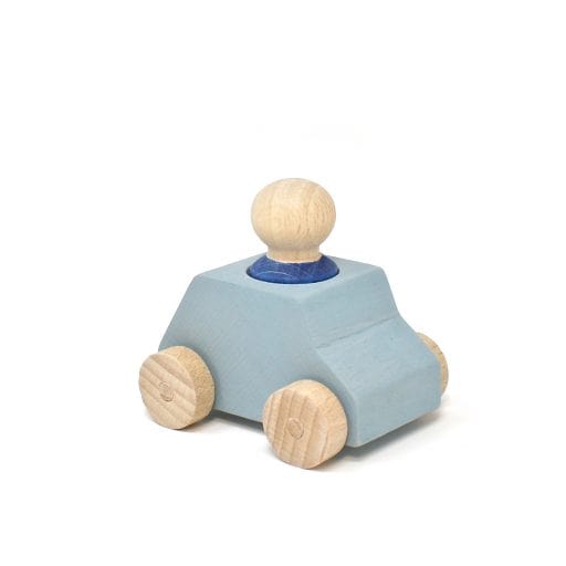 Gray Wooden Car With Blue Figure Lubulona Lil Tulips
