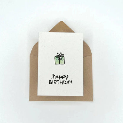 Green Birthday Present - Birthday Gift Enclosure Card Lemon Doodle Lil Tulips