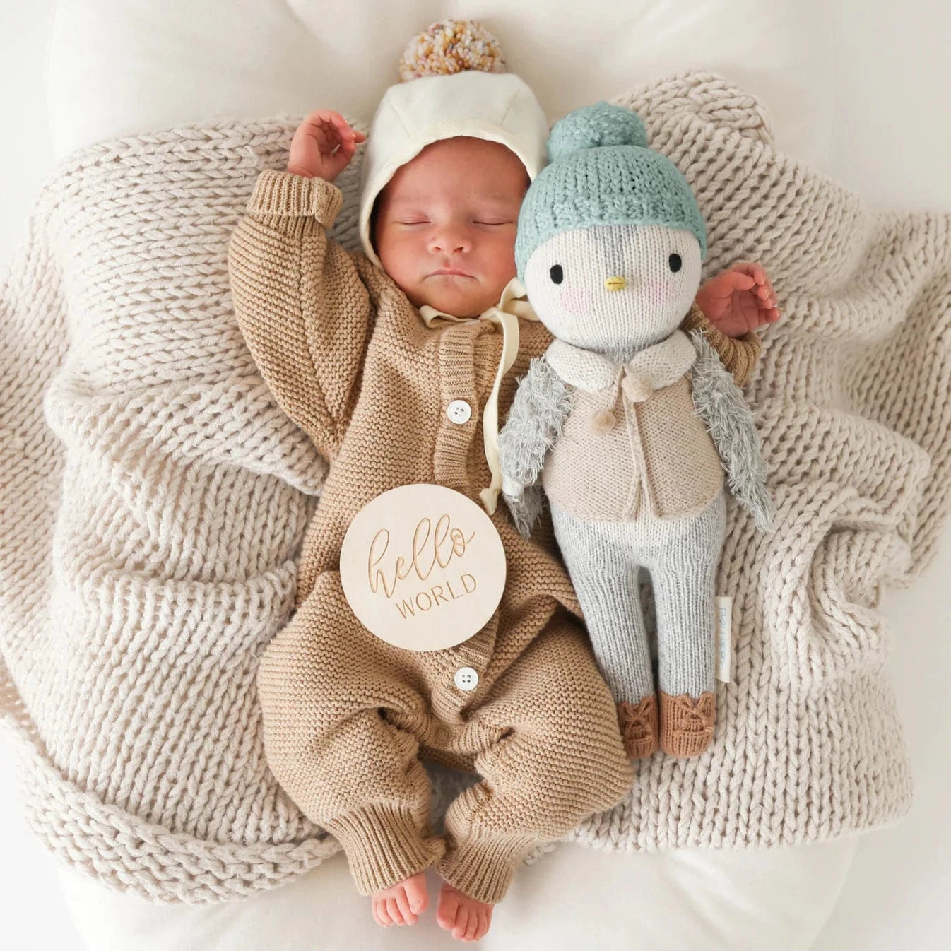 Greyson the penguin Hand Knit Doll cuddle+kind Lil Tulips