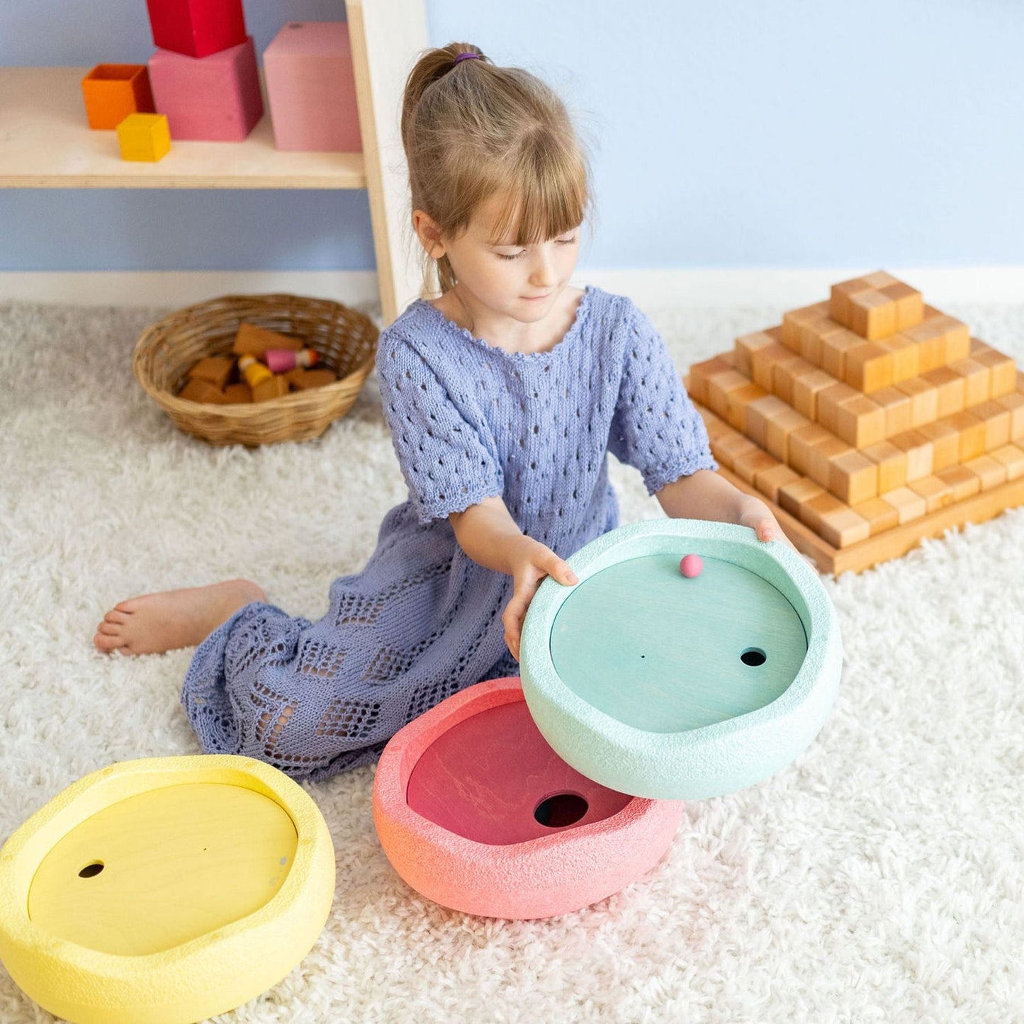 GRIMM’S x Stapelstein® Rolling Discs Cool Pastel Grimm's Lil Tulips