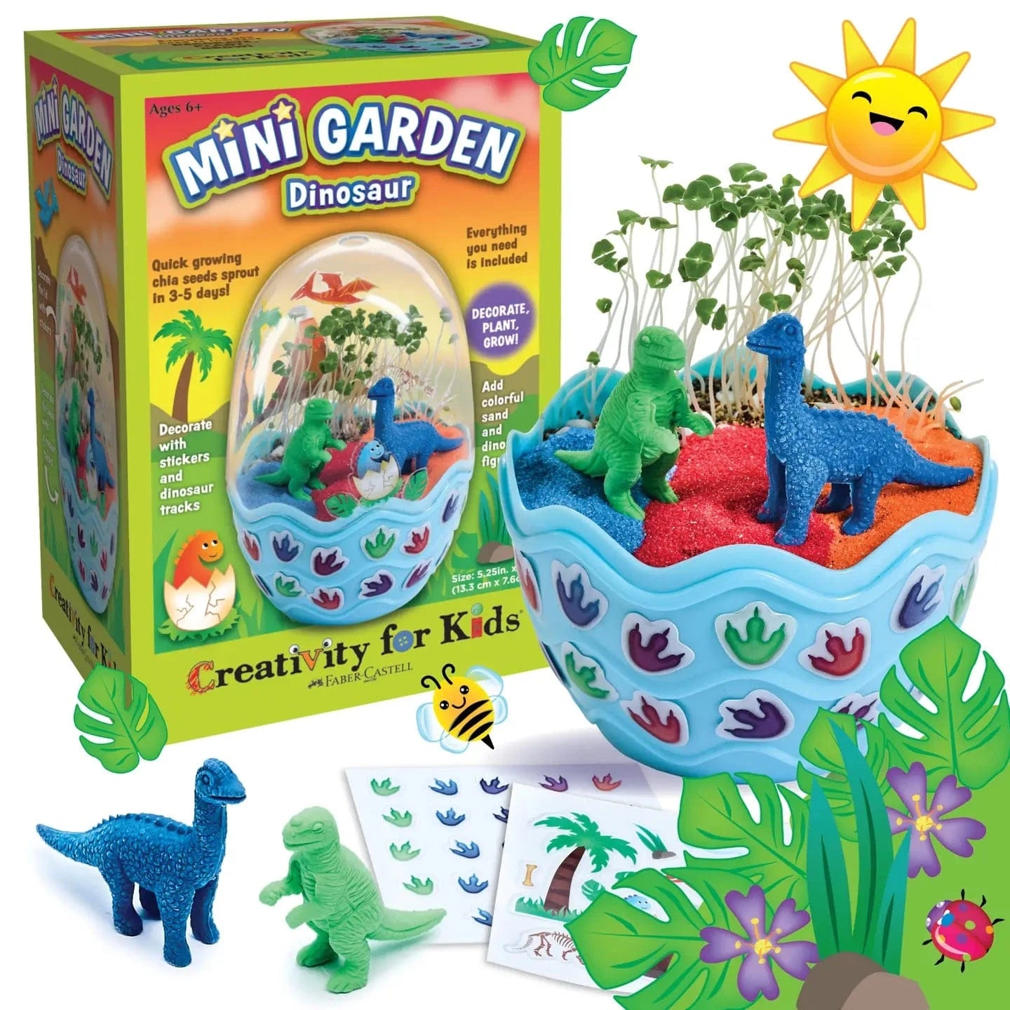 Grow A Mini Garden – Dinosaur - Diy Craft Kit For Kids Faber-Castell Lil Tulips