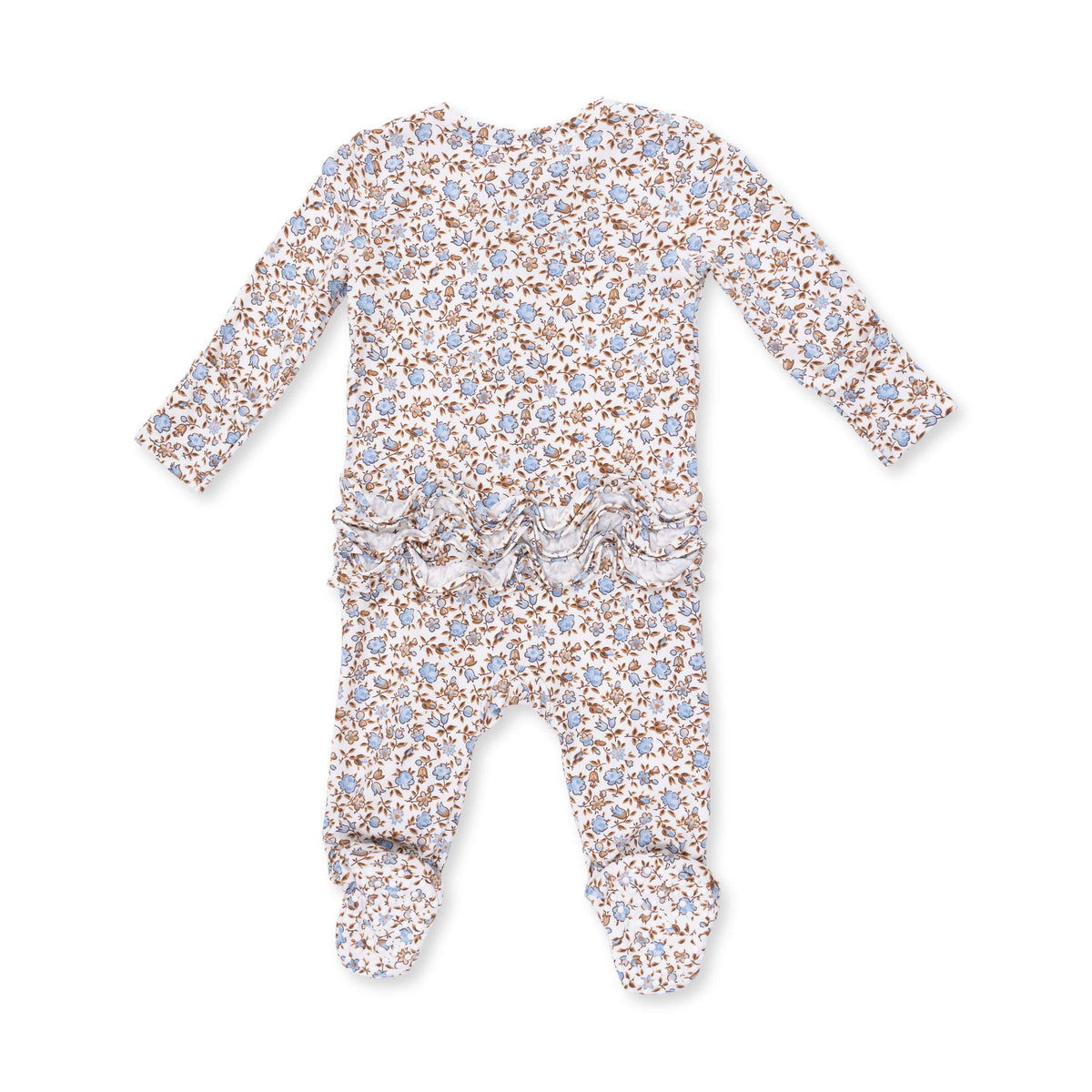 Hazel Floral - 2 Way Ruffle Back Zipper Footie Angel Dear Lil Tulips