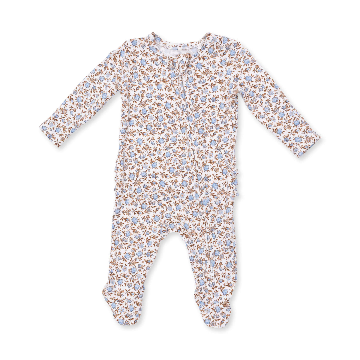 Hazel Floral - 2 Way Ruffle Back Zipper Footie Angel Dear Lil Tulips