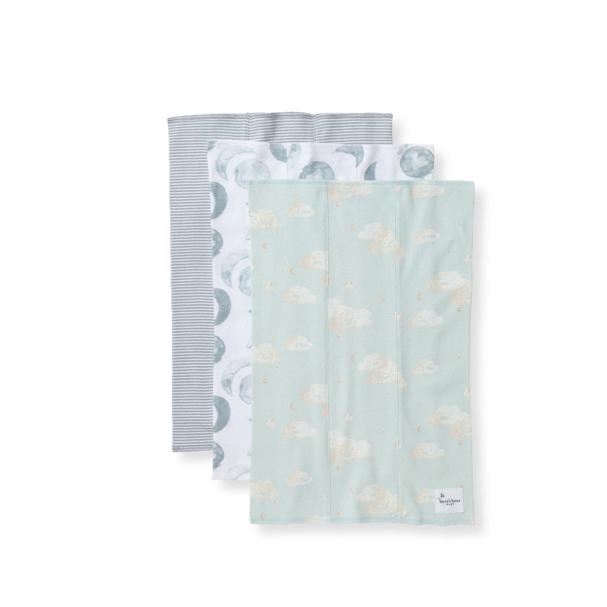 Hello Moon Organic Baby Burp Cloths Pack of 3 Burt's Bees Baby Lil Tulips