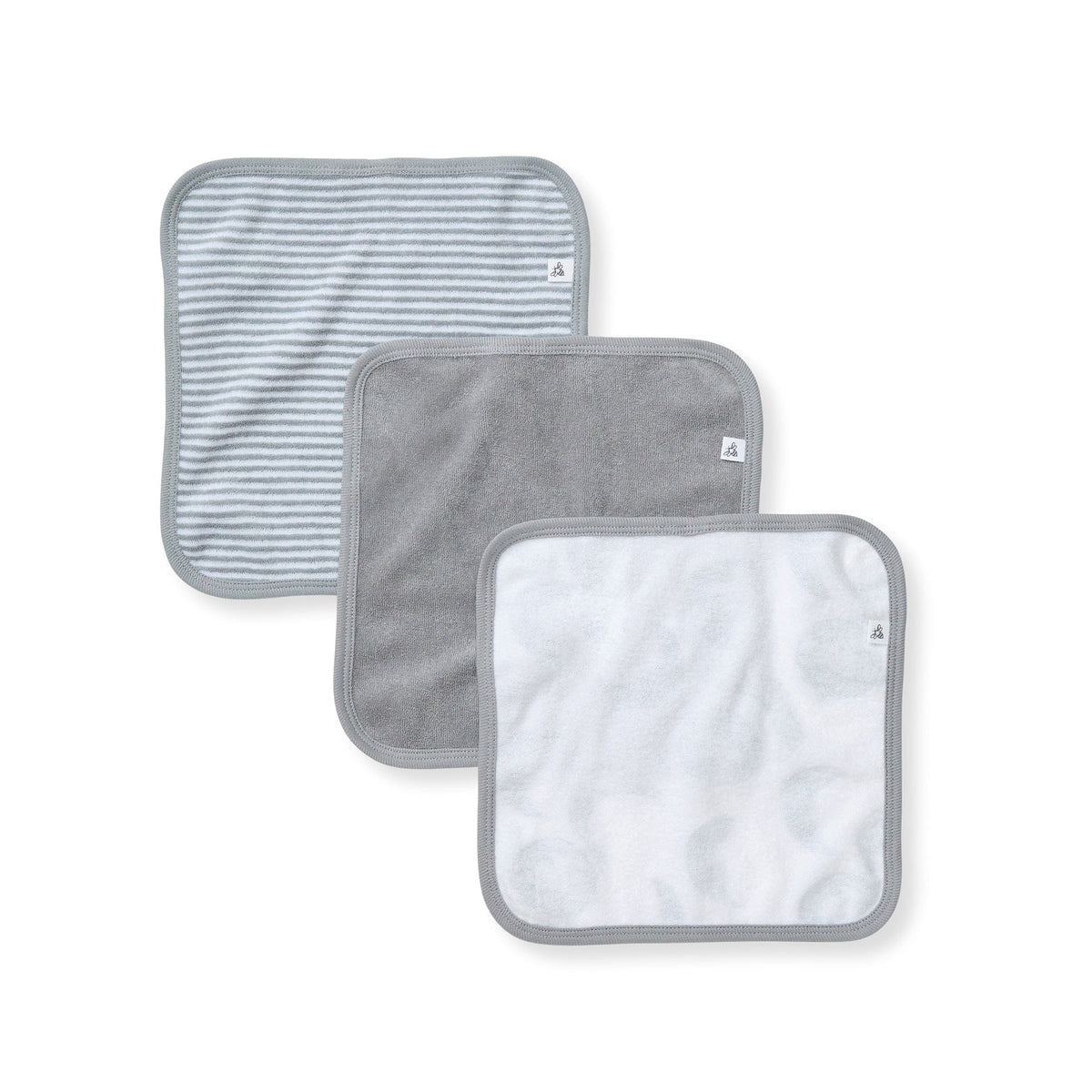 Hello Moon Organic Cotton Knit Terry Washcloths 3 Pack - Quarry Burt's Bees Baby Lil Tulips