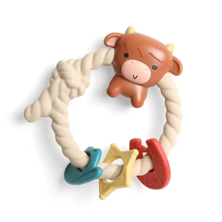 Highland Cattle Ritzy Rattle™ Silicone Teether Rattle Itzy Ritzy Pacifiers & Teethers Lil Tulips