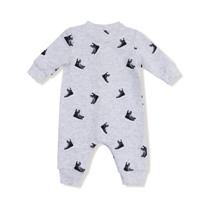 Hockey French Terry - Baseball Collar Romper With Front Placket Angel Dear Lil Tulips