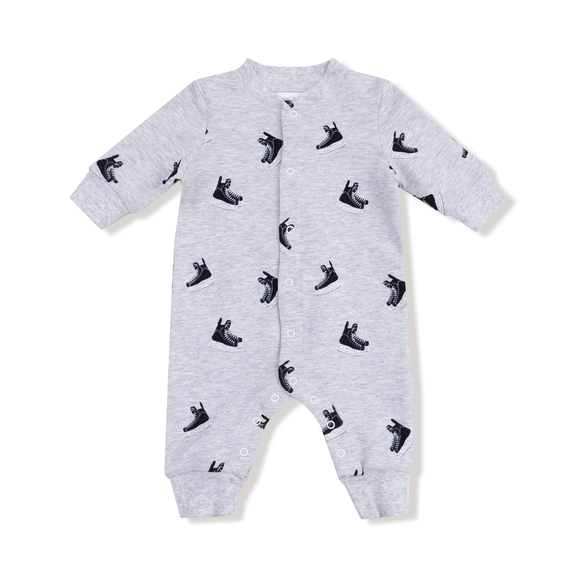 Hockey French Terry - Baseball Collar Romper With Front Placket Angel Dear Lil Tulips
