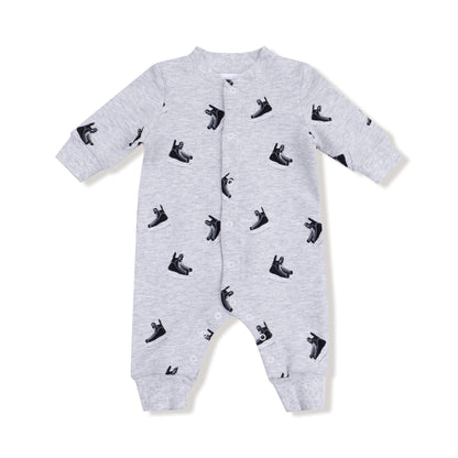Hockey French Terry - Baseball Collar Romper With Front Placket Angel Dear Lil Tulips