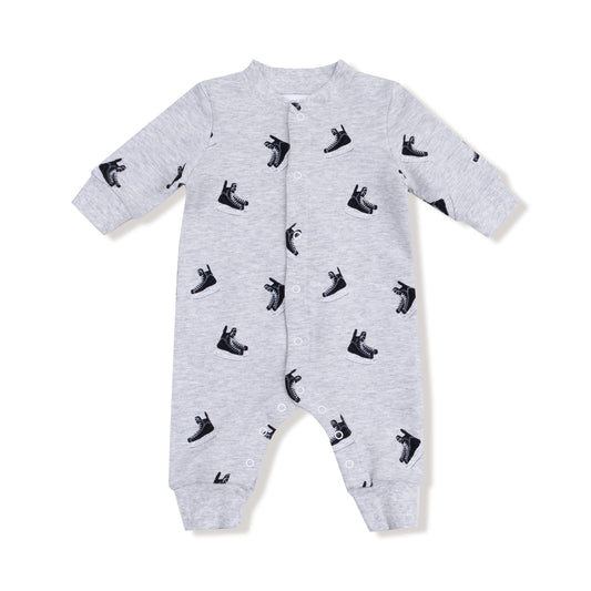 Hockey French Terry - Baseball Collar Romper With Front Placket Angel Dear Lil Tulips