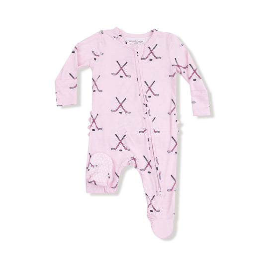 Hockey - Pink - 2 Way Zipper Ruffle Back Footie Angel Dear Lil Tulips