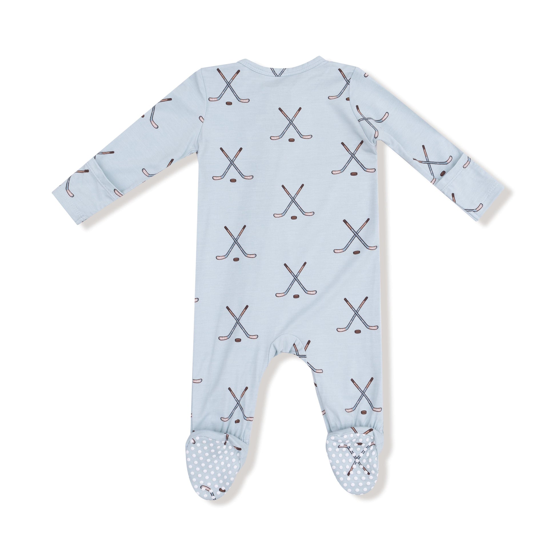 Hockey - Stone Blue - 2 Way Zipper Footie Angel Dear Lil Tulips