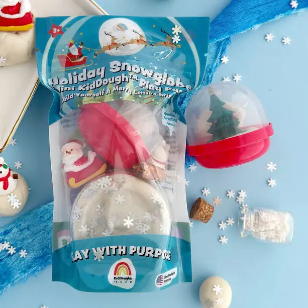 Holiday Snowglobe Mini Kiddough Play Pack - 2oz Earth Grown KidDoughs Lil Tulips