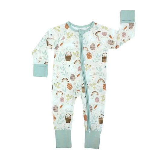Hop To It Bamboo Easter Convertible Baby Pajamas Emerson and Friends Final Sale Lil Tulips