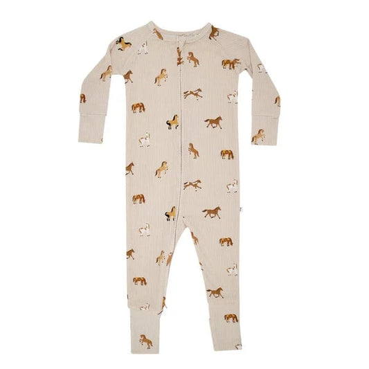 Horses Small Ribbed Zip Romper Brave Little Ones Lil Tulips