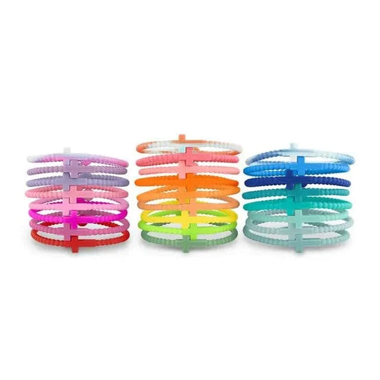 Jesus Bracelets - 25 Pack - Kaleidoscope  (Silicone Cross Bracelets) Ryan and Rose Lil Tulips