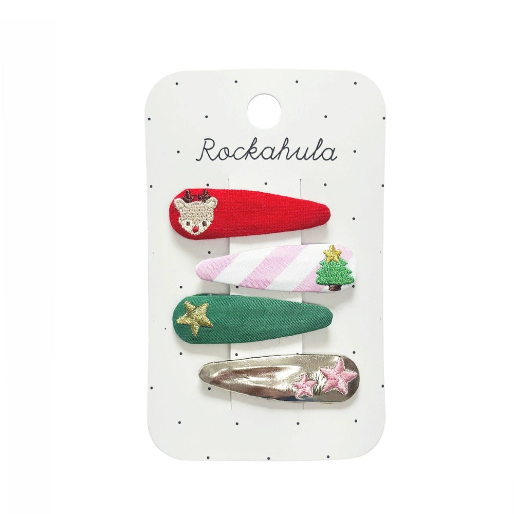Jolly Christmas Embroidered Hair Clip Set Rockahula Kids Lil Tulips
