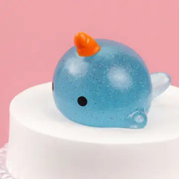 Jumbo Glitter Mochi Squishy Toy Blue Narwhal Kawaii Slime Company Lil Tulips