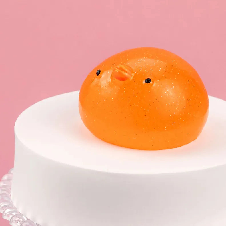 Jumbo Glitter Mochi Squishy Toy Orange Chick Kawaii Slime Company Lil Tulips